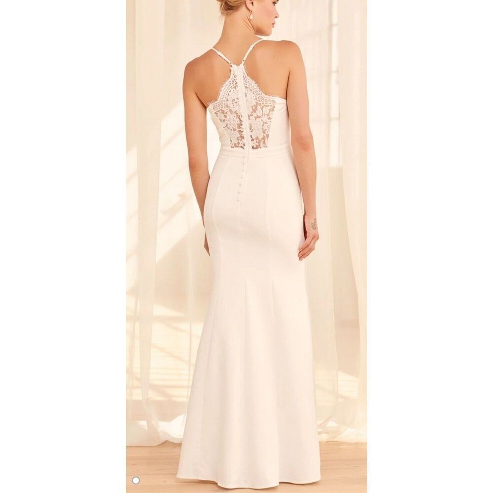 Lulu's Dress‎ White Wedding Wonders Of Love White Lace Button Back Maxi Large